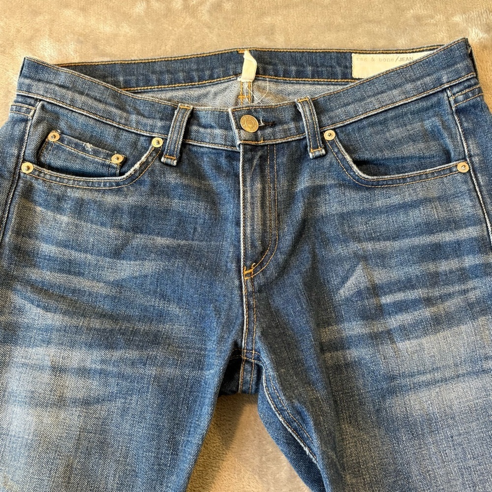 Rag & Bone the Dre Striaght Leg Cuffed Blue Denim Jeans Wmn’s Sz 28 - Picture 2 of 13